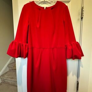 Betsy & Adam Vibrant Red Long Sleeve Dress